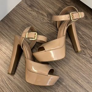 Nude wedge heels